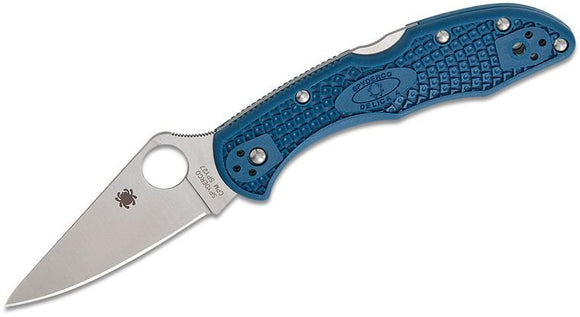 SPYDERCO C11PCBL DELICA 4 COBALT BLUE FRM CPM SPY27 STEEL LOCKBACK FOLDING KNIFE. - SRK KNIVES AND SPORTS INC