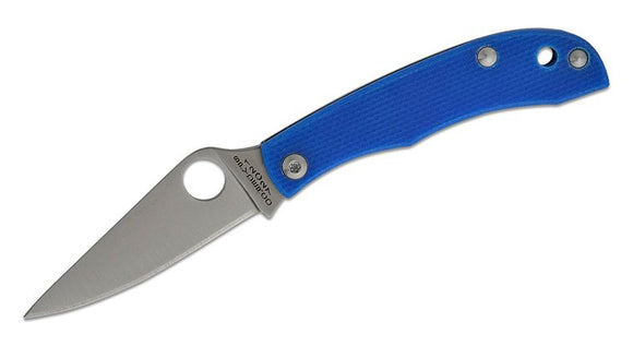 SPYDERCO C137GBLP HONEYBEE MICRO SIZE BLUE G10 HANDLE 12C27 SANDVIK STEEL SLIPJOINT FOLDING KNIFE. - S&R KNIVES INC