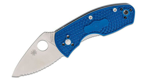 SPYDERCO C148SBL AMBITIOUS BLUE LIGHTWEIGHT CPM - S35VN SATIN SERRATED EDGE FOLDING KNIFE - S&R KNIVES INC