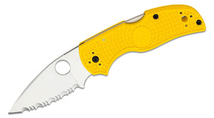 SPYDERCO C41SYL5 NATIVE 5 SALT CPM - MAGNACUT SERRATED BLADE YELLOW FRN HANDLE BACK LOCK FOLDING KNIFE USA - S&R KNIVES INC