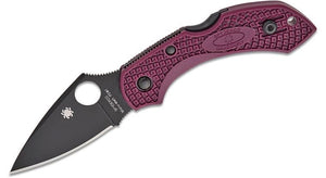 SPYDERCO DRAGONFLY 2 LIGHTWEIGHT PD1 BURGUNDY SPRINT – C28BGBKP2 – MICRO - MELT PD1 BLACK LEAF - SHAPED BLADE, BURGUNDY FRN HANDLE, LOCKBACK, MADE IN JAPAN - S&R KNIVES INC