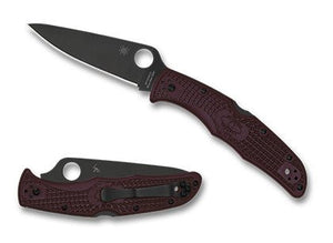 SPYDERCO ENDURA 4 SPRINT RUN – MICRO - MELT PD1 BLADE, BURGUNDY FRN HANDLE, BLACK HARDWARE, BACK LOCK, MADE IN JAPAN - S&R KNIVES INC