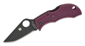 SPYDERCO MANBUG MBBGBKP MICRO - MELT PD1 SPRINT – CARPENTER PD1 BLACK LEAF - SHAPED BLADE, BURGUNDY FRN HANDLE, LOCKBACK, MADE IN JAPAN - S&R KNIVES INC