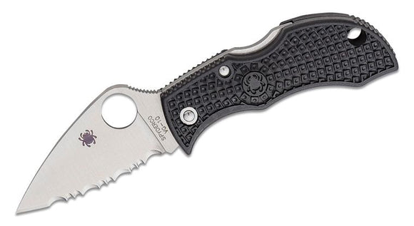 SPYDERCO MBKLFS MANBUG LEAF SHAPED VG10 STEEL SATIN SERRATED EDGE FOLDING KNIFE. - S&R KNIVES INC