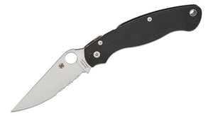 SPYDERCO MILITARY 2 BLACK COMBO EDGE – C36GPS2 – CPM - S30V SATIN CLIP POINT BLADE, BLACK G10 HANDLE, COMPRESSION LOCK, MADE IN USA - S&R KNIVES INC