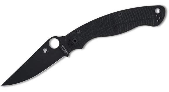 SPYDERCO MILITARY 2 SALT BLACK – C36GMCBKP2 – CPM - MAGNACUT BLACK DLC CLIP POINT BLADE, BLACK G10 HANDLE, COMPRESSION LOCK, MADE IN USA - S&R KNIVES INC