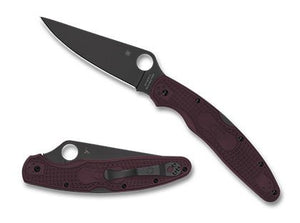 SPYDERCO POLICE 4 LIGHTWEIGHT C07BGBKP4 – SPRINT RUN –MICRO - MELT PD1 TICN COATED BLADE, BURGUNDY FRN HANDLE, BACK LOCK, MADE IN JAPAN - S&R KNIVES INC