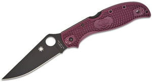 SPYDERCO STRETCH 2 XL LIGHTWEIGHT PD1 – C258BGBKP – MICRO - MELT PD1 BLACK MODIFIED CLIP POINT BLADE, BURGUNDY FRN HANDLE, LOCKBACK, MADE IN JAPAN - S&R KNIVES INC