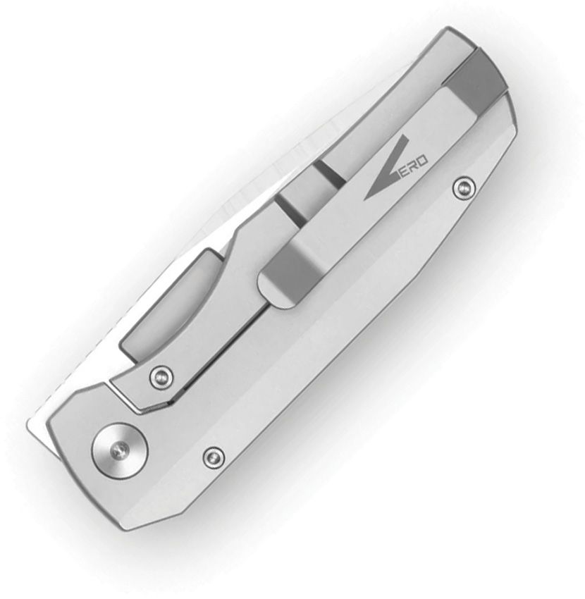 VERO ENGINEERING NOVA MINI FRAMELOCK VRONOMINH – HAND SATIN M390 DROP POINT BLADE – RAW TITANIUM HANDLE – MADE IN CHINA