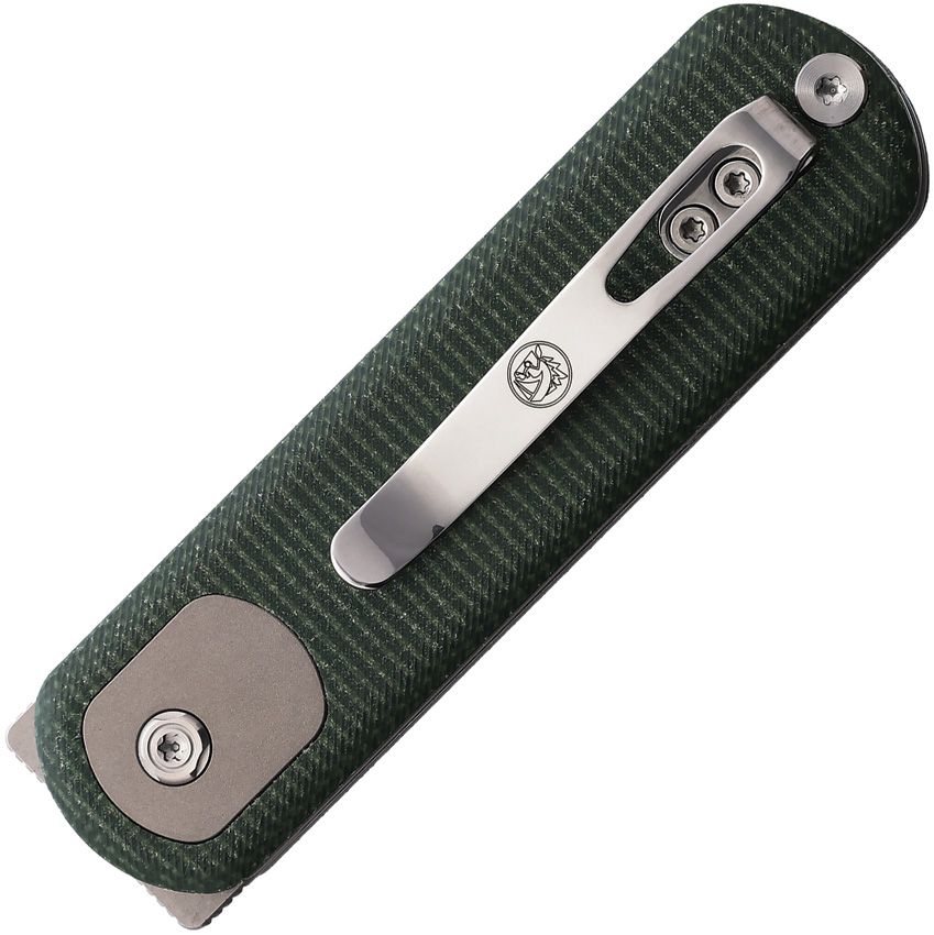 VOSTEED CORGI VOSA0720 PUP TREK LOCK – STONEWASH 14C28N DROP POINT BLADE – GREEN CANVAS MICARTA HANDLE – MADE IN CHINA
