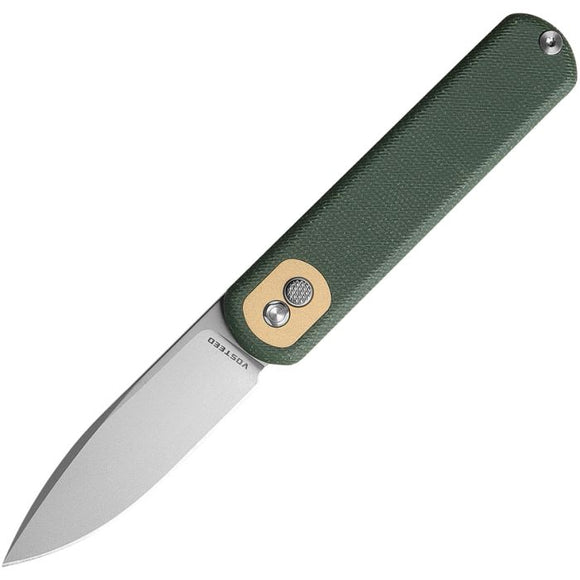 VOSTEED KNIVES CG3SVM3 VOSCGSVM3 CORGI TREKLOCK 14C28N STEEL GREEN MICARTA HANDLE FOLDING KNIFE. - SRK KNIVES AND SPORTS INC