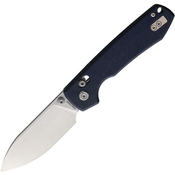 VOSTEED VOSRCCBVTML A0505 RACCOON CROSSLOCK 14C28N STEEL BLUE MICARTA HANDLE FOLDING KNIFE. - S&R KNIVES INC