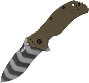 ZERO TOLERANCE ZT0350OLTS MAGNACUT TIGER STRIPE BLADE OD GREEN G - 10 HANDLE SPEEDSAFE A/O FOLDING KNIFE USA MADE - S&R KNIVES INC