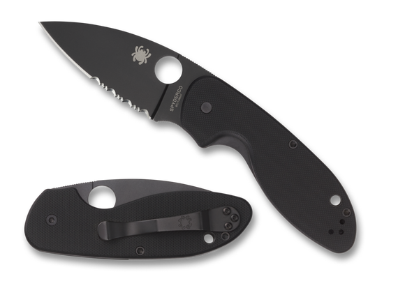 SPYDERCO C216GPSBBK EFFICIENT G10 HANDLE 8CR13MOV STEEL COMB EDGE FOLDING KNIFE