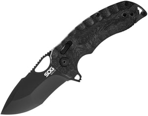 SOG SOG12270257 KIKU XR BLACK FINISH CTS-XHP STEEL MICARTA FOLDING KNIFE.