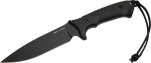 SPARTAN BLADE SB19 HARSEY DIFENSA MAGNACUT STEEL ALL BLACK FIXED BLADE KNIFE W/SHEATH