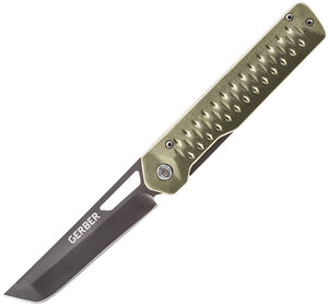 GERBER G1690 AYAKO FRAMELOCK GREEN 7CR17MOV STEEL FOLDING KNIFE.