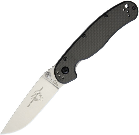 ONTARIO 8832 RAT MODEL II CARBON FIBER D2 TOOL STEEL PLAIN EDGE FOLDING KNIFE