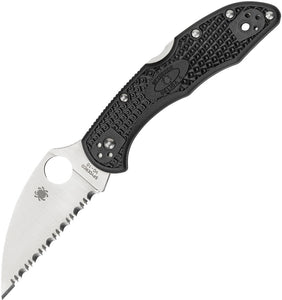 Spyderco C11fswcbk Delica Wharncliffe Flat Ground Serra Vg10 Steel Folding Knife