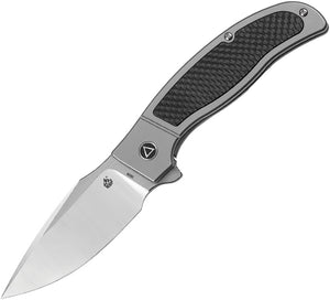 QSP KNIVES QS136A LEGATUS FRAMELOCK TI/CF HANDLE M390 STEEL FOLDING KNIFE.