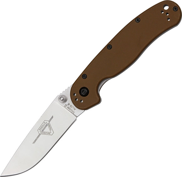 ONTARIO 8860CB 8860 RAT II FOLDER COYOTE BROWN SATIN PLAIN EDGE FOLDING KNIFE