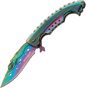 BOKER MAGNUM 01LG318 RAINBOW MERMAID LINERLOCK FOLDING KNIFE.