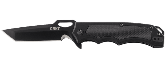 CRKT 7050 SEPTIMO JEREMY VALDEZ BLACK FINISH PLAIN EDGE FOLDING KNIFE