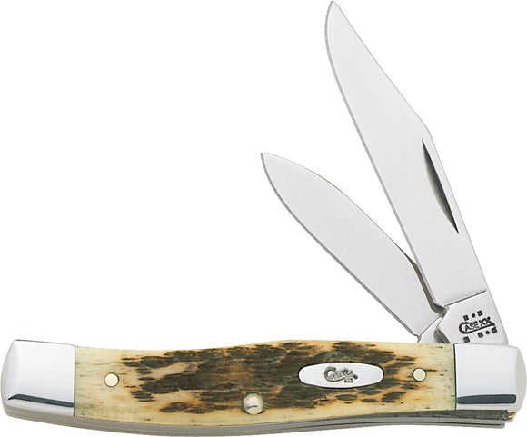 CASE CA077 SMALL TEXAS JACK AMBER BONE POCKET FOLDING KNIFE.