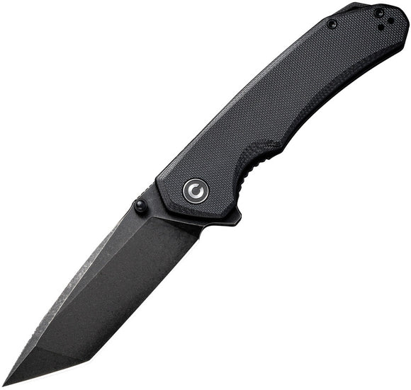 CIVIVI KNIVES CIVC2023C BRAZEN LINERLOCK D2 STEEL ALL BLACK TANTO FOLDING KNIFE.