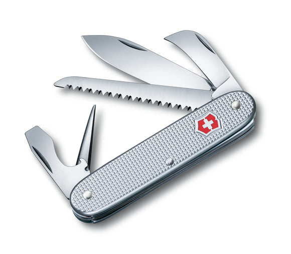 VICTORINOX SWISS ARMY 0.8150.26 SWISS ARMY 7 ALOX SILVER RIBBED POCKET KNIFE.