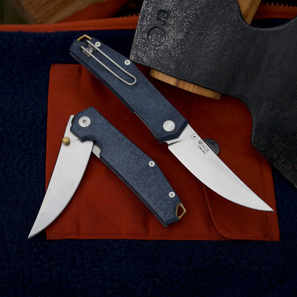 GIANT MOUSE ACE KNIVES CLYDE DENIM MICARTA 20CV STEEL FOLDING KNIFE