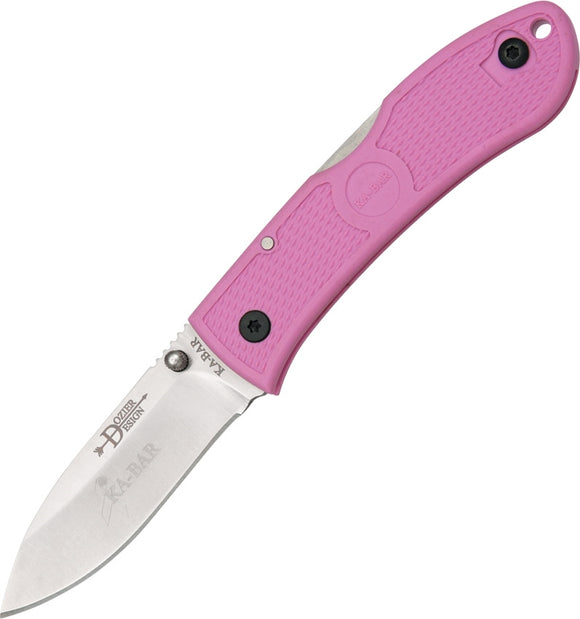 KABAR 4062PK DOZIER PRECISION HUNTER PLAIN EDGE SATIN BLADE PINK FOLDING KNIFE