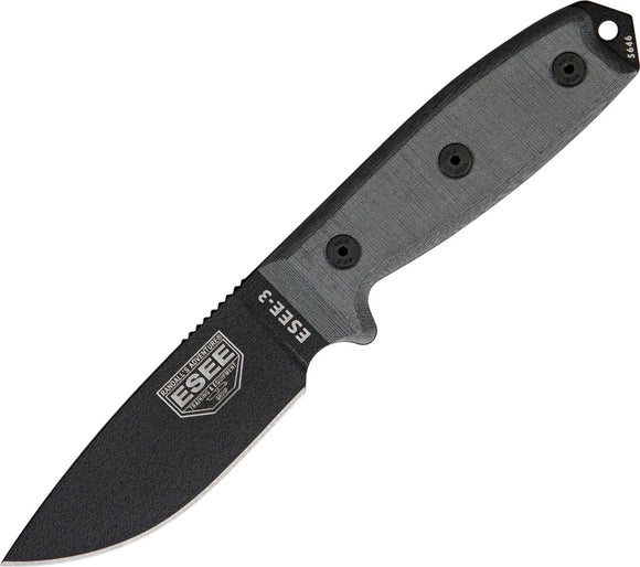 ESEE RAT CUTLERY ESEE-3P ESEE3P FIXED BLADE KNIFE WITH MOLDED SHEATH SYSTEM.