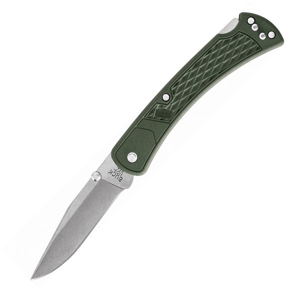 BUCK 110ODS2 SLIM HUNTER SELECT OD GREEN NYLON HANDLE 420HC STEEL FOLDING KNIFE.