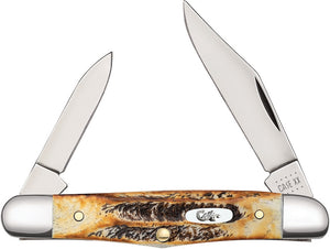 CASE CA65320 HALF WHITTLER 6.5 BONE STAG FOLDING KNIFE.