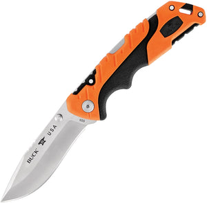 BUCK 659ORS PURSUIT PRO LARGE ORANGE S35VN LOCKBACK FOLDING KNIFE WITH SHEATH