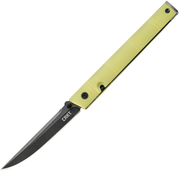 CRKT 7096YGK CEO YELLOW GRN RICHARD ROGERS IKBS 8CR13MOV STEEL FOLDING KNIFE.