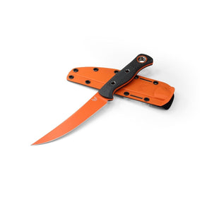 BENCHMADE 15500OR-2 MEATCRAFTER CPM-S45VN CF HANDLE FIXED BLADE KNIFE W/SHEATH. - DISCONTINUED