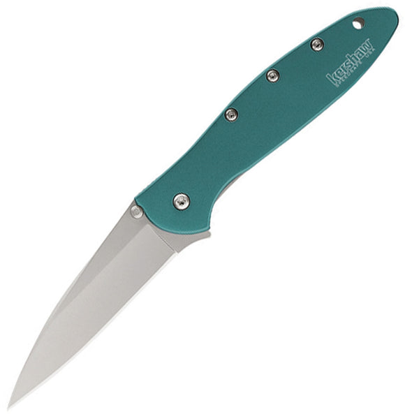 KERSHAW 1660TEAL LEEK STAINLESS HANDLE KEN ONION ASSISTED USA FOLDING KNIFE.