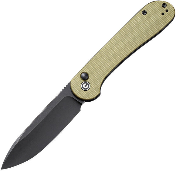 CIVIVI CIVC2103B ELEMENTUM BUTTON LOCK OLIVE MICARTA 14C28N STEEL FOLDING KNIFE.