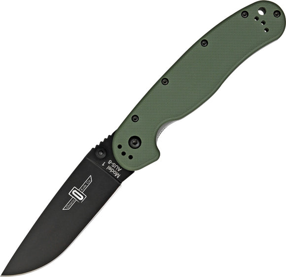 ONTARIO 8846OD RAT I AUS-8 OD HANDLE PLAIN EDGE FOLDING KNIFE