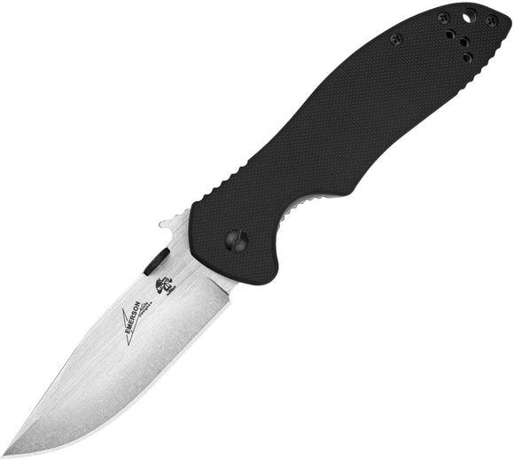 KERSHAW 6034D2 EMERSON CQC-6K D2 STEEL FRAMELOCK WAVE PLAIN EDGE FOLDING KNIFE.