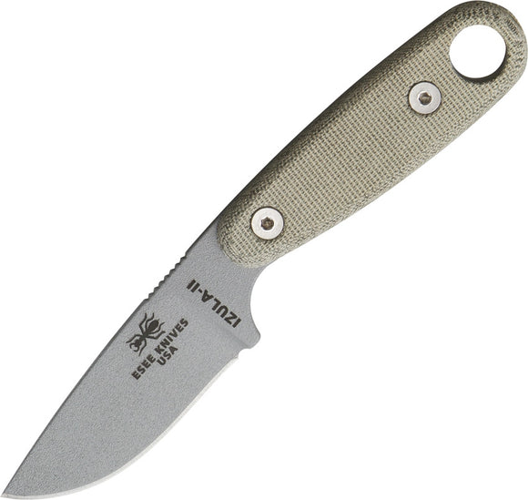 ESEE ESIZ2SPC IZULA II GRAY BLADE FIXED BLADE NECK CARRY KNIFE WITH SHEATH.