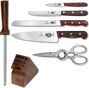 SWISS ARMY VICTORINOX 5.1193.7-X1 7 PEICE ROSEWOOD KITCHEN BLOCK SET.