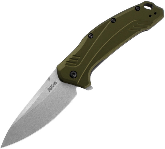 KERSHAW 1776OLSW LINK OLIVE US MADE SPEEDSAFE ASSISTED PLAIN EDGE FOLDING KNIFE.