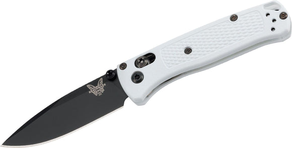 BENCHMADE 533BK-1 MINI BUGOUT S30V STEEL WHITE HANDLE DLC COATED FOLDING KNIFE.