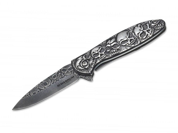 BOKER MAGNUM 01SC519 DIA DE LOS MUERTOS 440A BLADE STEEL FOLDING KNIFE.