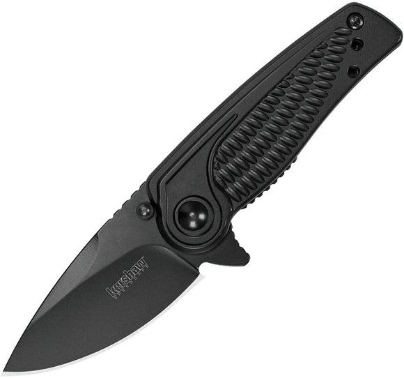 KERSHAW 1313BLK SPOKE LINERLOCK ASSISTED ALL BLACK FOLDING KNIFE.