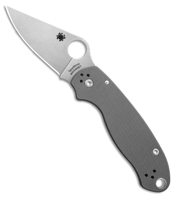 SPYDERCO C223GPDGY PARA 3 GRAY G10 HANDLE MAXAMET STEEL FOLDING KNIFE.