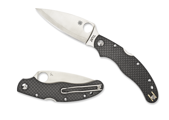 SPYDERCO C144CFPE CALY 3.5 CARBON FIBER ZDP189 LAMINATE FOLDING KNIFE.